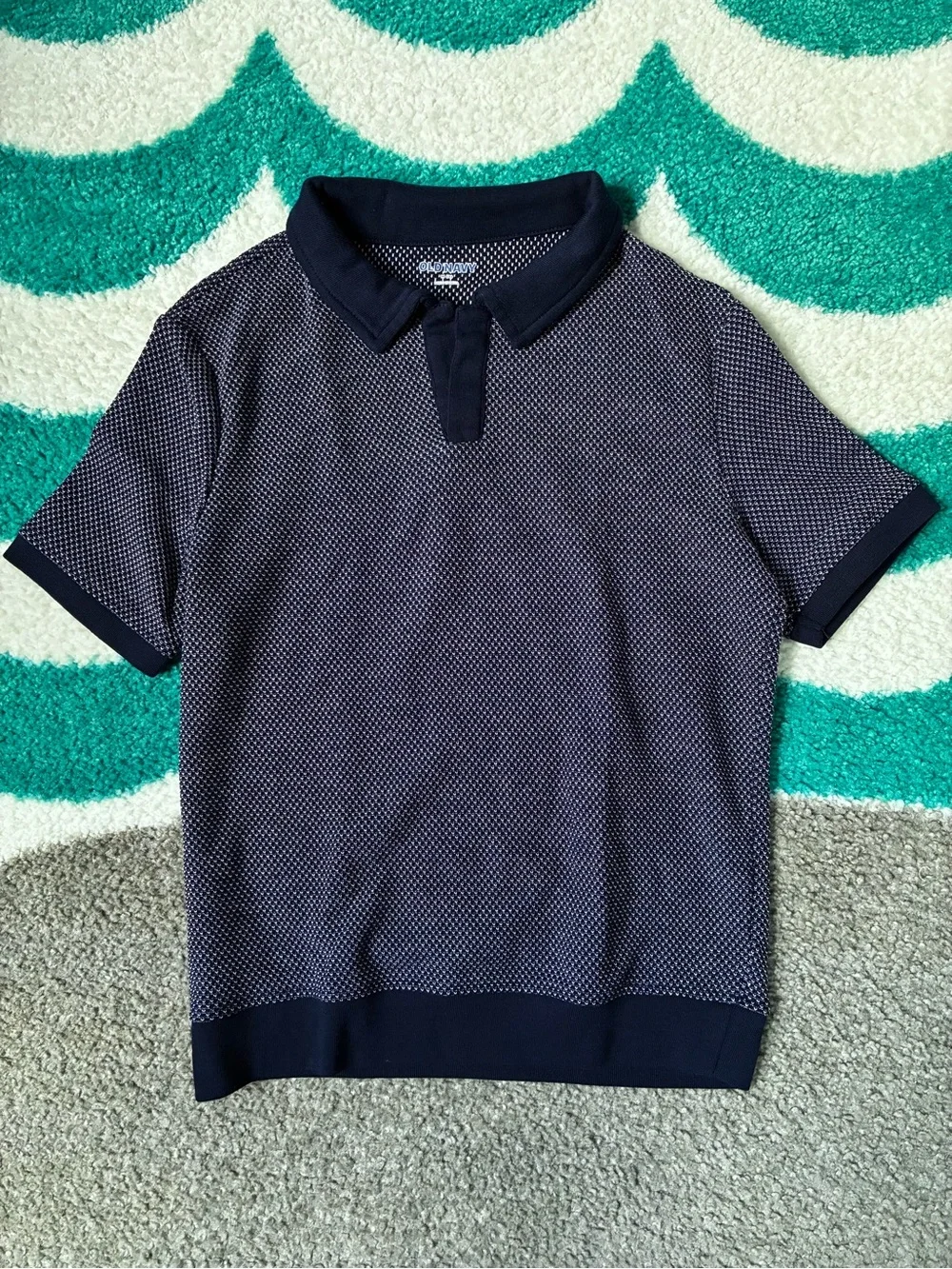 Old Navy Johnny Collar Sweater Polo (Navy/White) Size M (8)